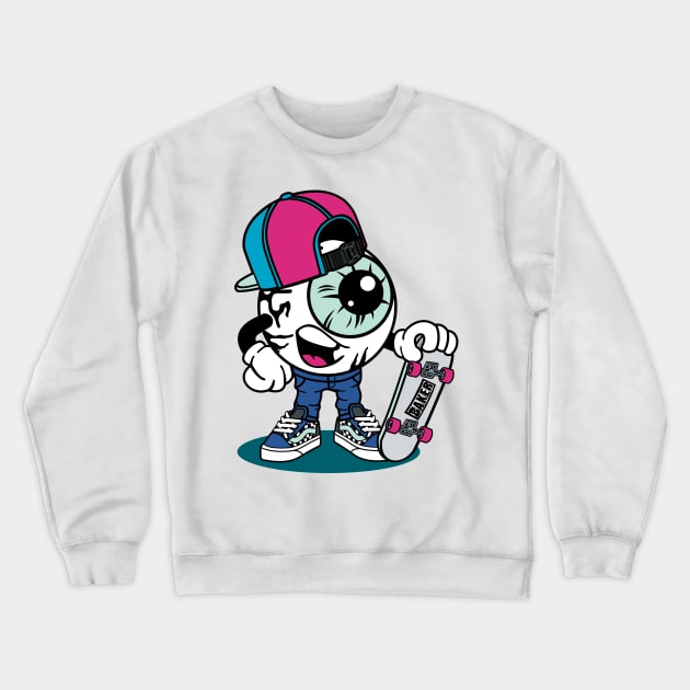 Comic - Apple Skater Eyes - bright Crewneck Sweatshirt by ShirzAndMore